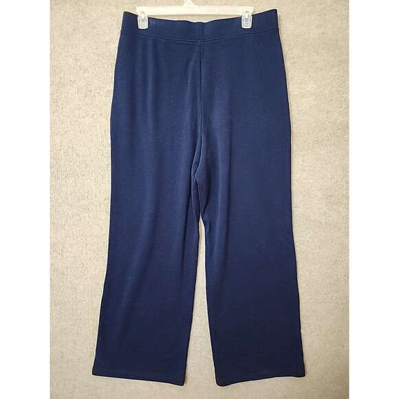Lands End Serious Sweats Pants Womens XL Tall 18 Navy Blue Wide Leg NWOT - Picture 3 of 6